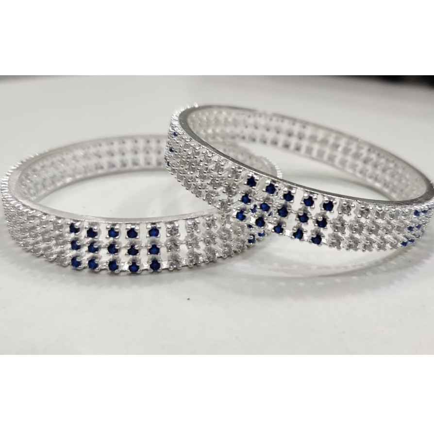 SILVER ladies meena and diamond bangles RH-MB648