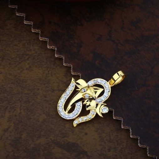 916 Gold CZ OM Ganpati  Chain Pendal RH-CH55