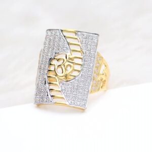 916 Gold 22Kt  CZ Daimond OM Ring RH-GR55
