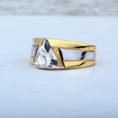 916 Gold Singal Stone Gents Ring RH-GR103
