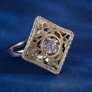916 Gold Spra Dull Ladies Ring RH-SLR049