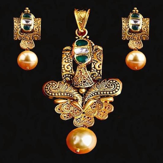 22Kt 916 Gold Jadter Meena  Chain Pendal Set RH-JS01