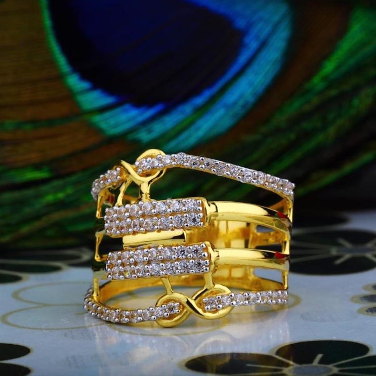 22KT Gold Rajwadi Ladies CZ Ring RH-gL02