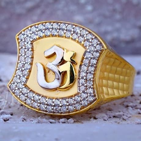 916 Gold Jents CZ Om Ring RH-JR001
