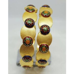 916 Gold Round Design Meenakari Bangle RH-B007