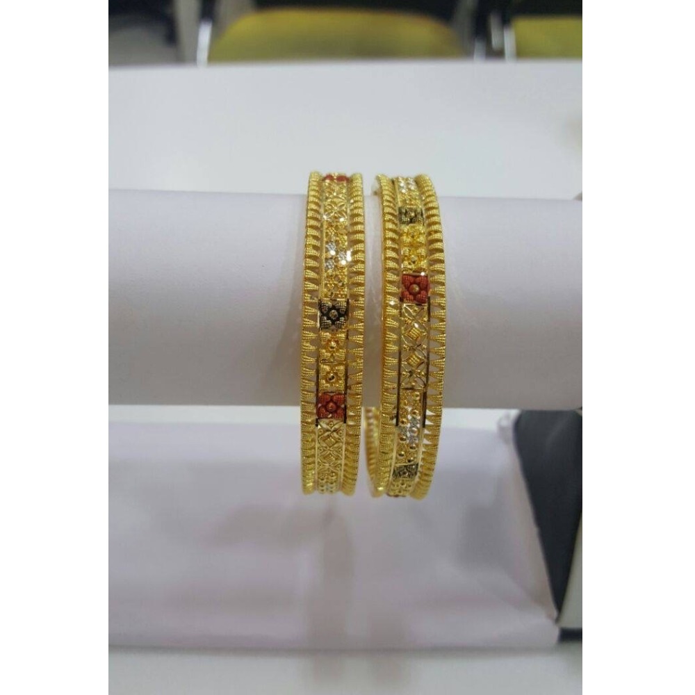 916 Gold Classic 2 Pc Bangle Set RH-B005