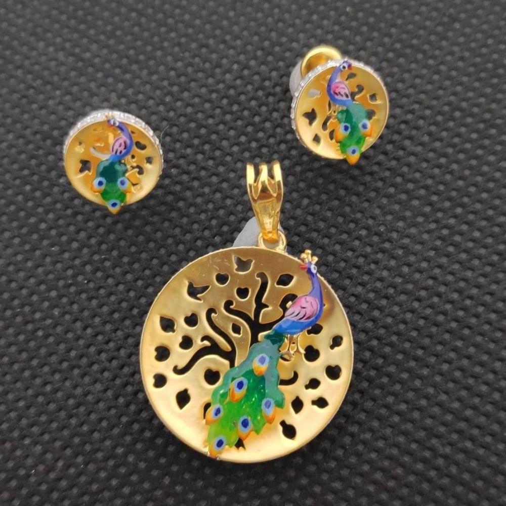 916 Gold Attractive Peacock Design Pendant Set RH-PS003