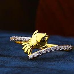 916 Gold Ladies Fish Ring