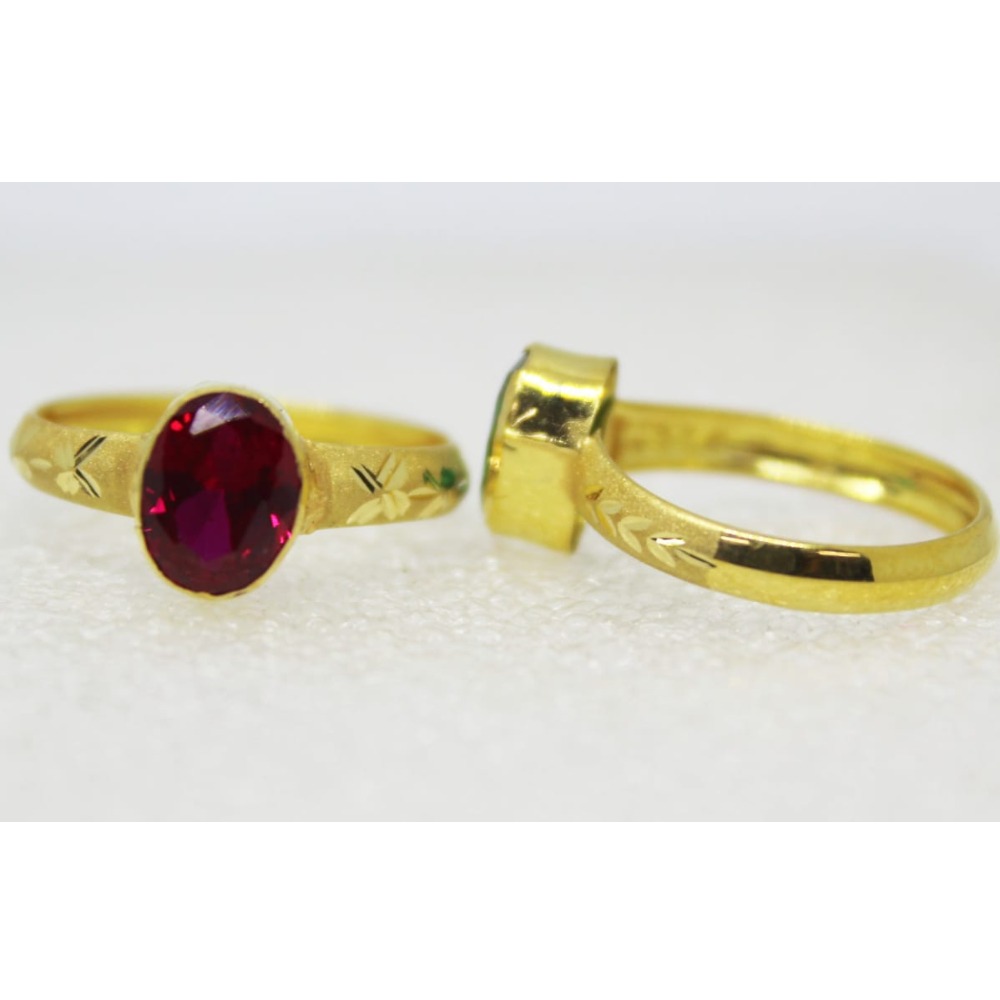 916 gold single stone Light Weight ladies ring