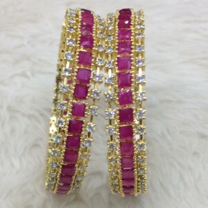 22KT Gold Pink Stone Fancy Kada RH-B004
