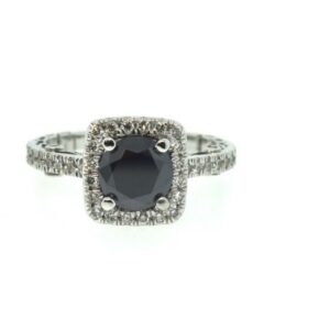 925 Silver Black Square Diamond Fancy RIng