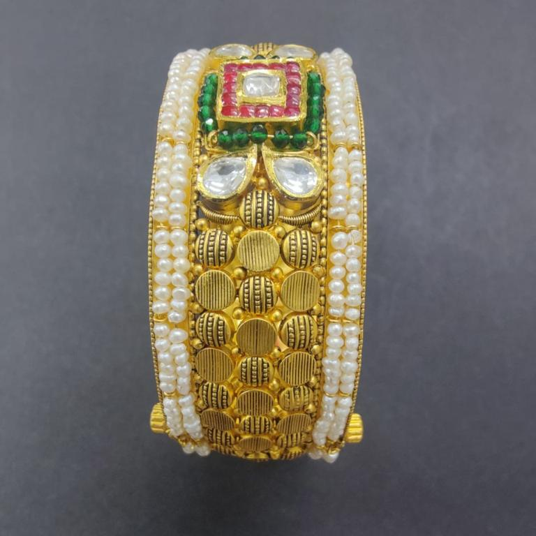 GOLD 22K HM916 COLORFUL DESIGNER MOTI BANGLES - Image 2