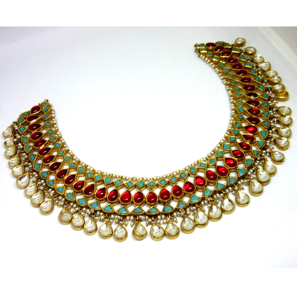 Gold 22k 916 antique color stone set - Image 3