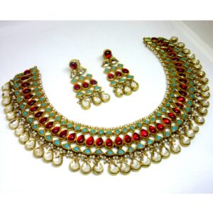 Gold 22k 916 antique color stone set