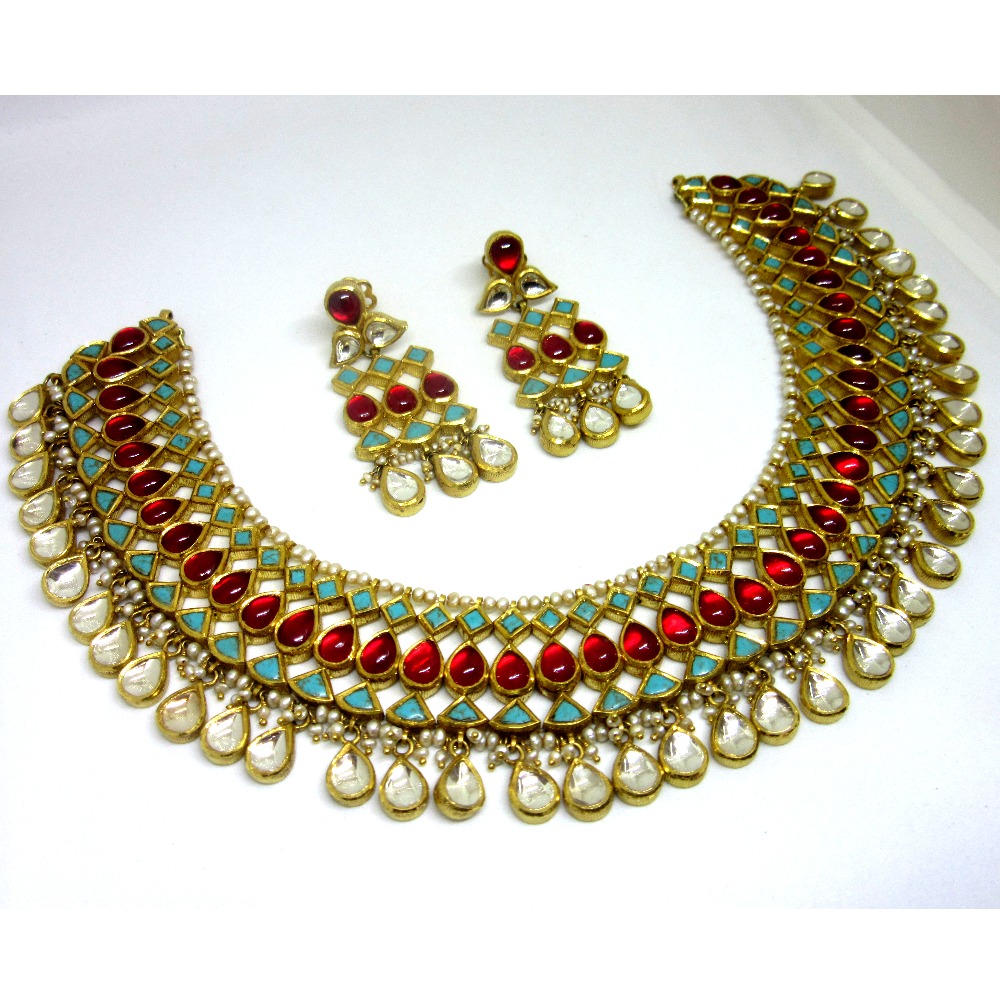 Gold 22k 916 antique color stone set