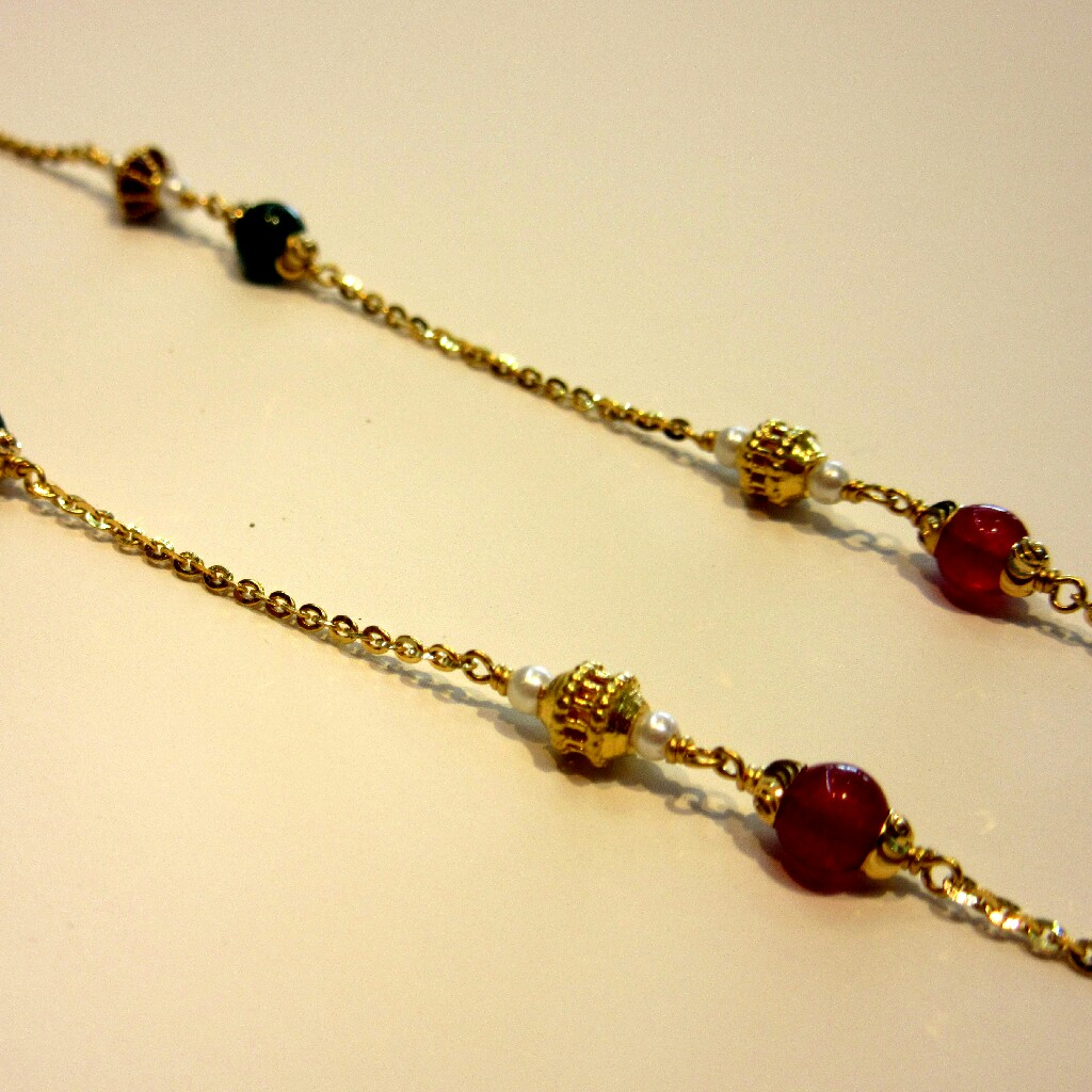 22k 916 Hallmark Antique Colorful Stone Mala - Image 3