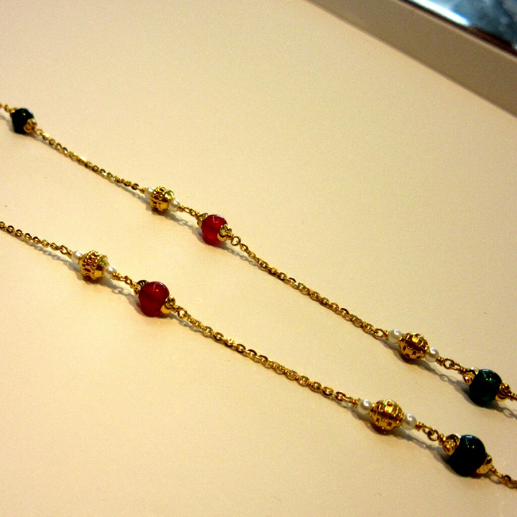 22k 916 Hallmark Antique Colorful Stone Mala - Image 2