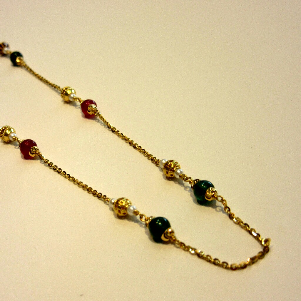 22k 916 Hallmark Antique Colorful Stone Mala