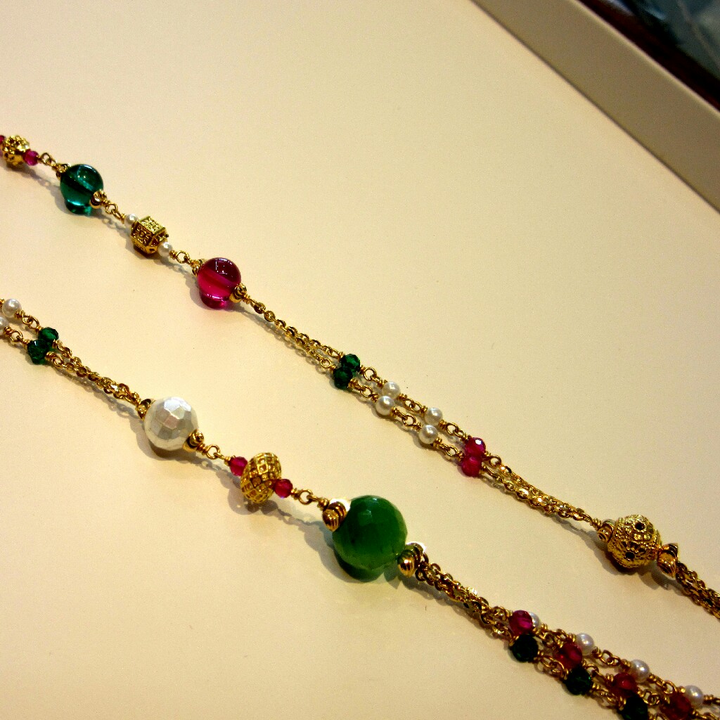 22k 916 Hallmark Antique Color Stone Mala - Image 5