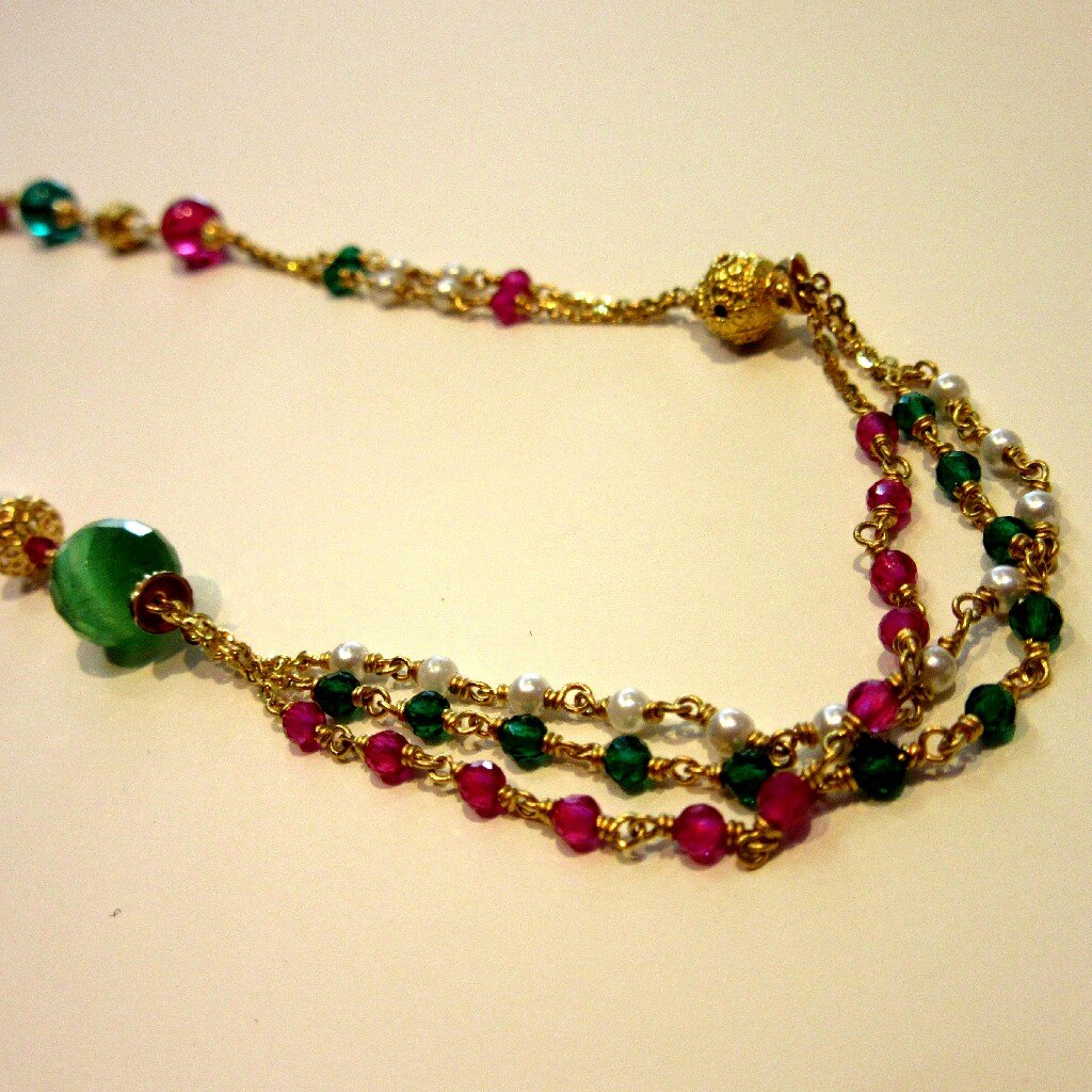 22k 916 Hallmark Antique Color Stone Mala - Image 3
