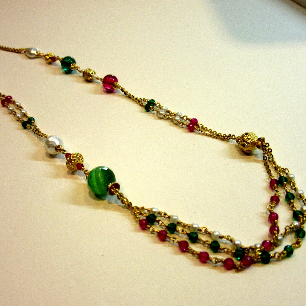 22k 916 Hallmark Antique Color Stone Mala - Image 2