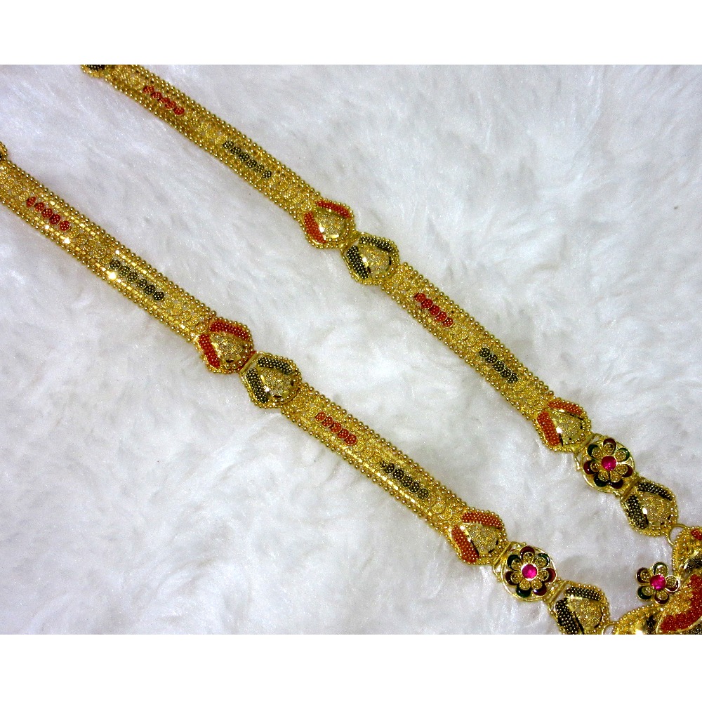 Gold 22k hm916 colorful long culcutti set - Image 3