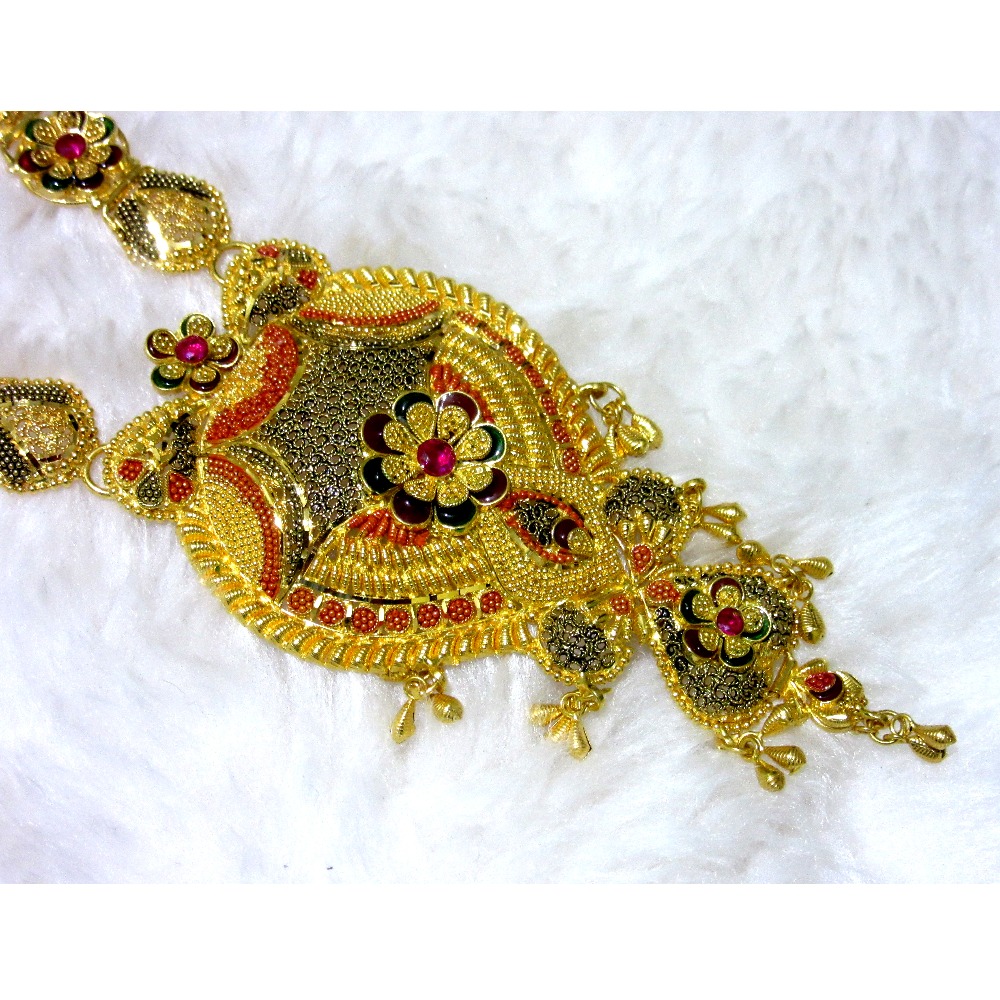 Gold 22k hm916 colorful long culcutti set - Image 2