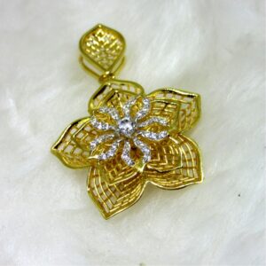 Gold unique designer 3d flower pendent