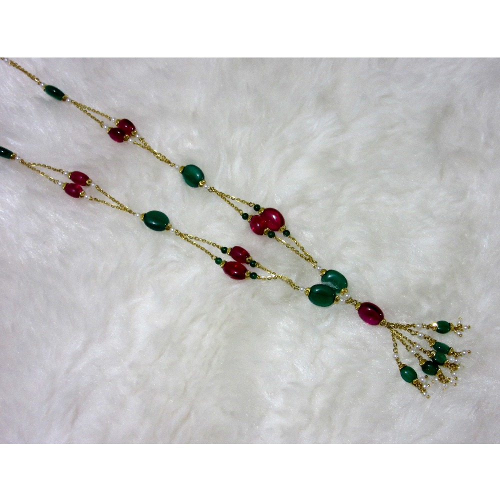 gold manimoti fancy unique red & green dokiya chain - Image 2