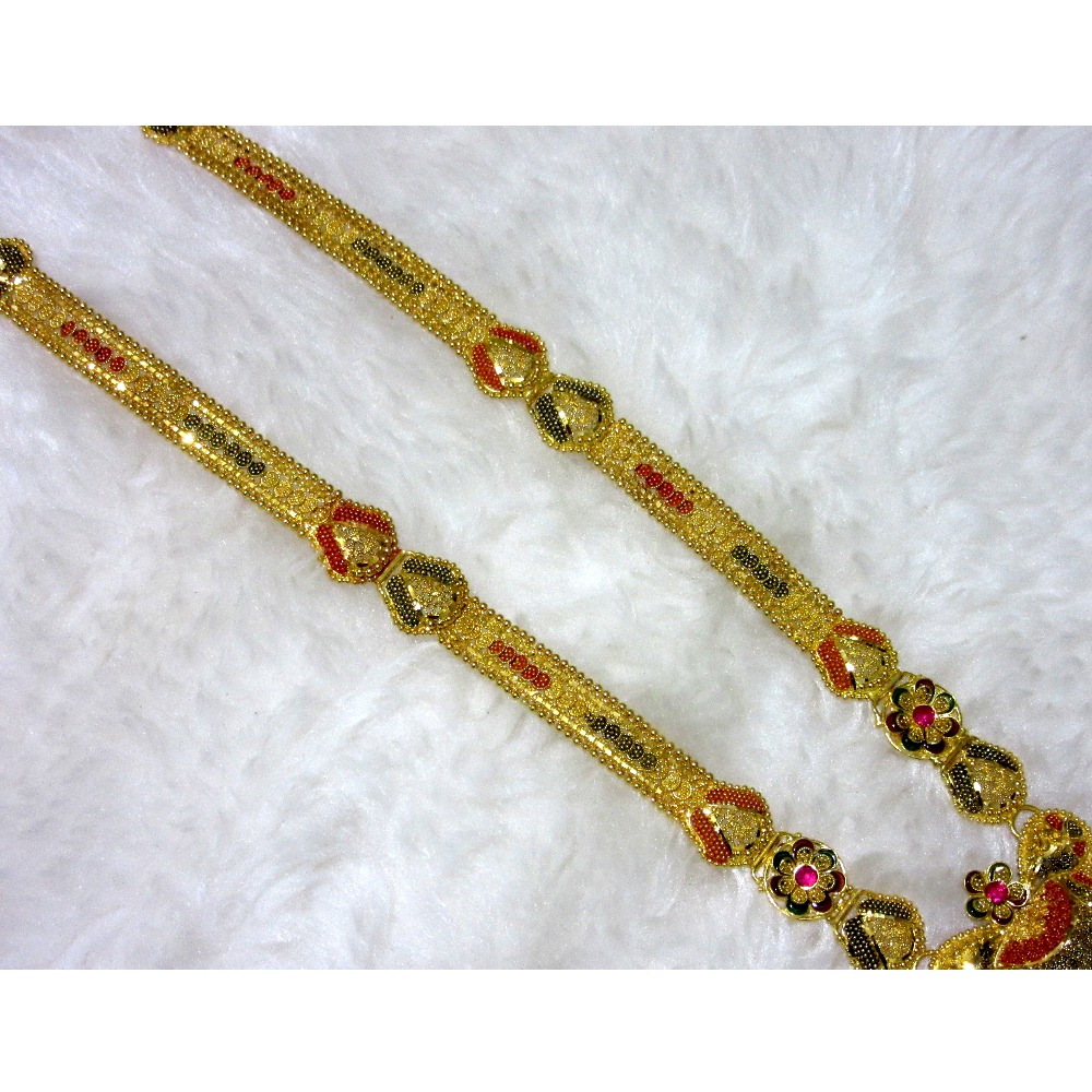 Gold 22k hm916 designer culcutti colorful necklace set - Image 3