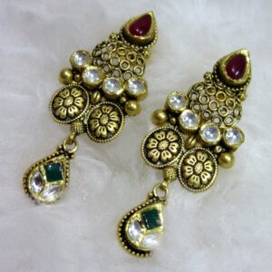Gold designer 22k hm916 antique jadtar pendent set