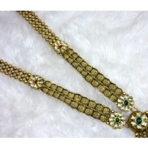 Gold long oxidized jadtar set
