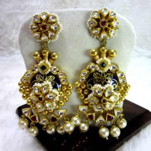 Long classic small moti-meena set