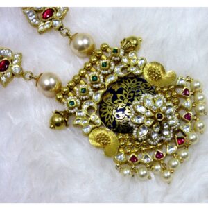 Long classic small moti-meena set