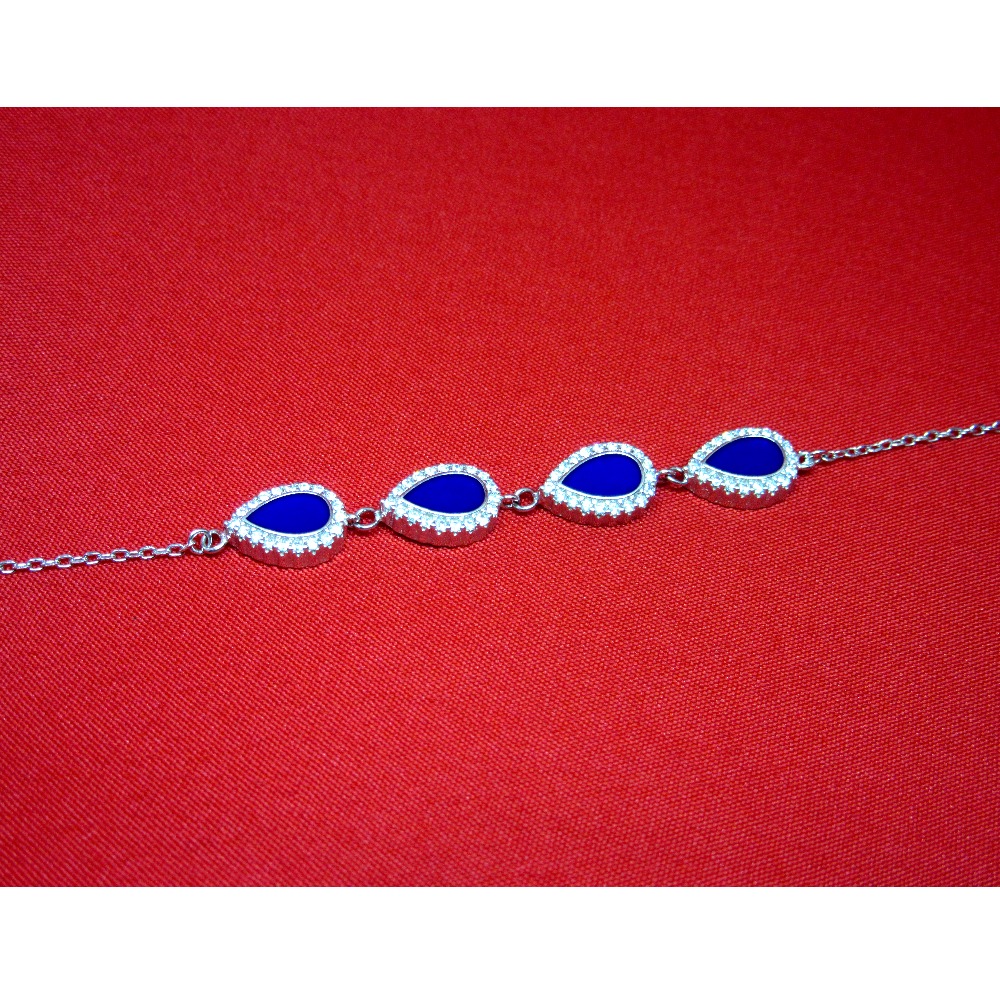 Silver 925 blue stone bracelet sb925-28 - Image 2