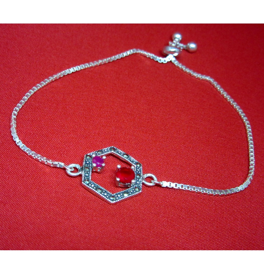 Silver 925 classic design red stone bracelet sb925-7 - Image 2