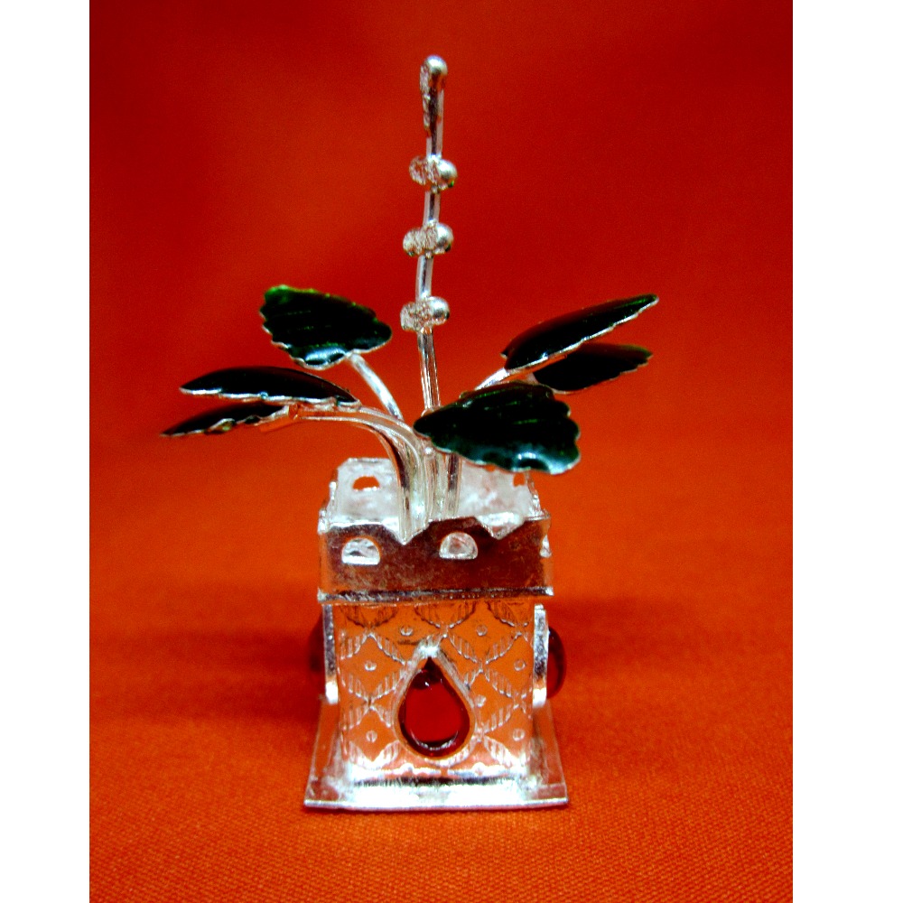 Silver tulshi kyara for pooja - Image 4