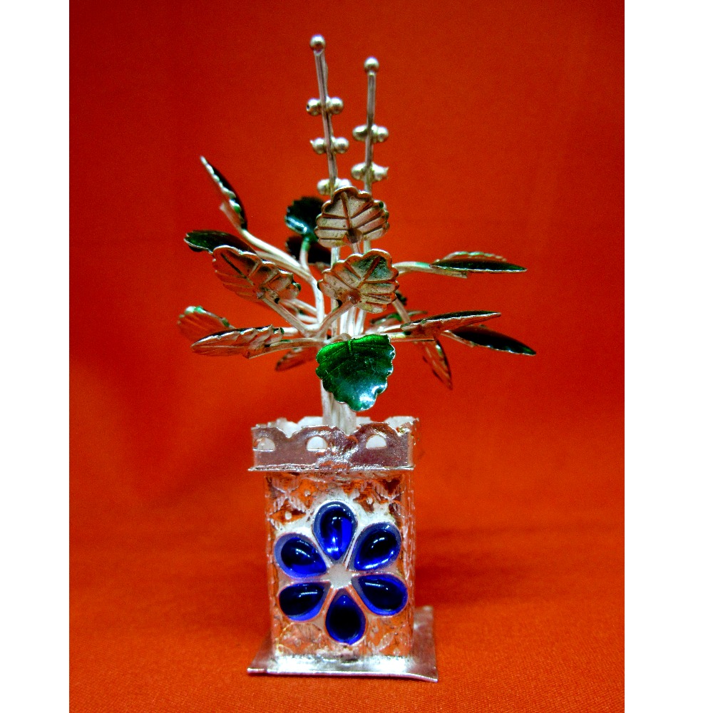 Silver tulshi kyara multicolor stone meena design - Image 4
