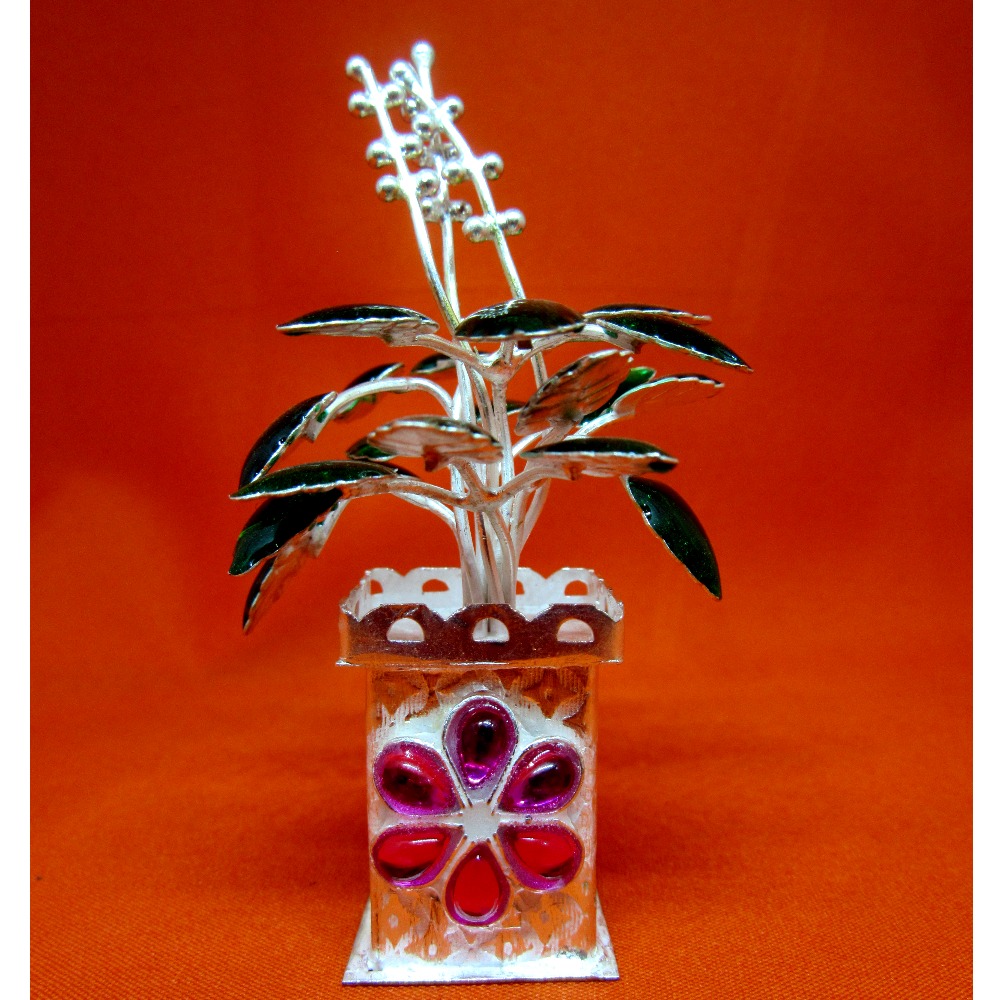 Silver tulshi kyara multicolor stone meena design - Image 2