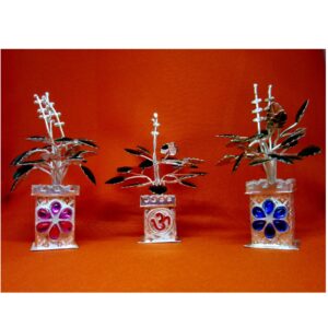 Silver tulshi kyara multicolor stone meena design