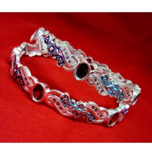 Silver 925 multicolor stone-meena bangles sk925-10