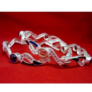 Silver 925 round stone meena dailywear bangles sk925-9