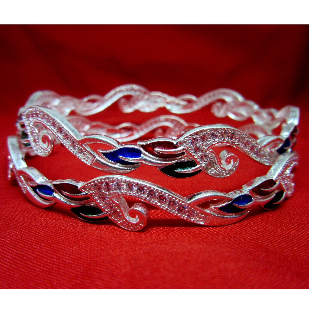 Silver 925 dailywear bangles fancy meena sk925-24