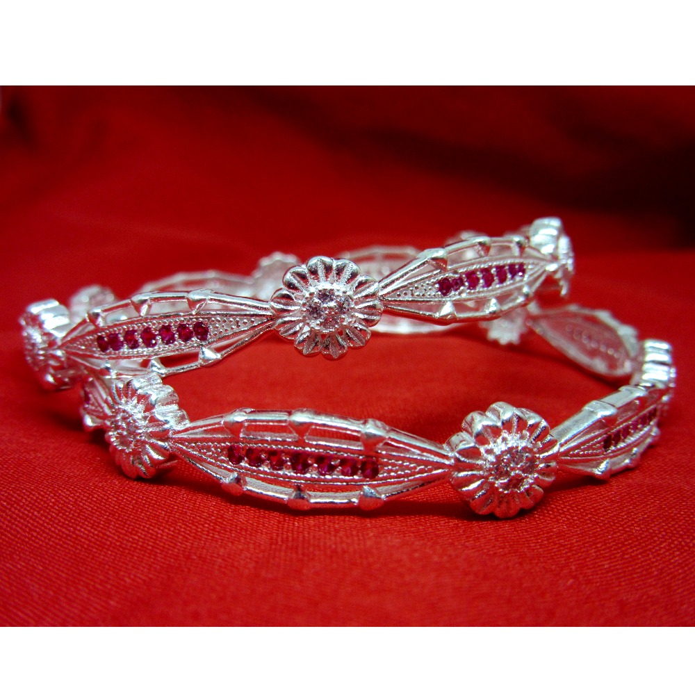Silver 925 rani color diamond bangels for regular use sk925-12