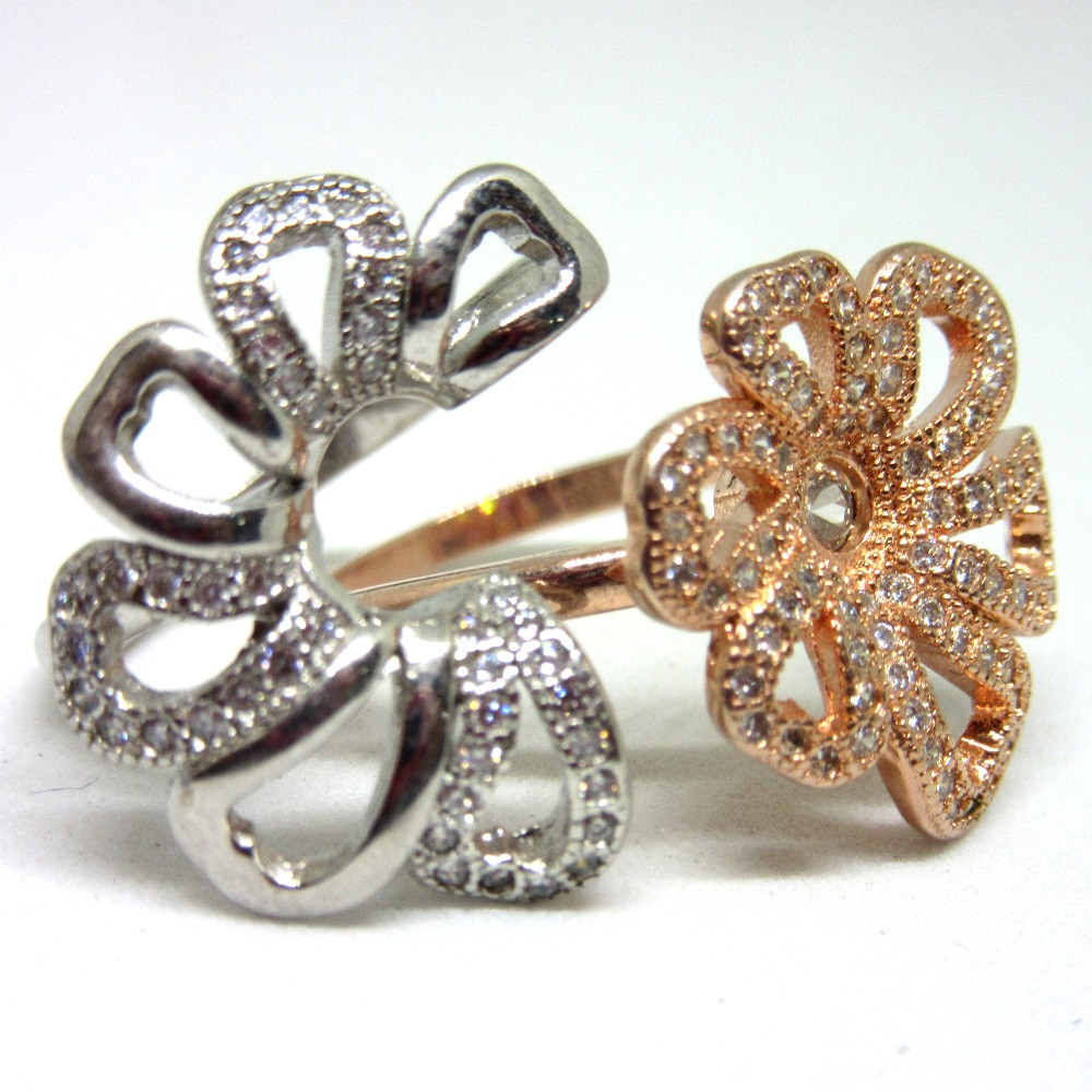 Silver 925 2 in 1 rose gold polis ring sr925-216 - Image 2
