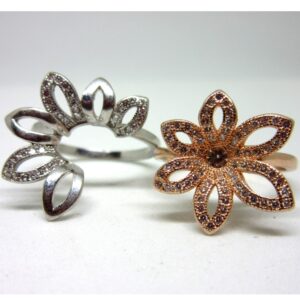 Silver 925 2 in 1 rose gold polis flower shape ring sr925-218