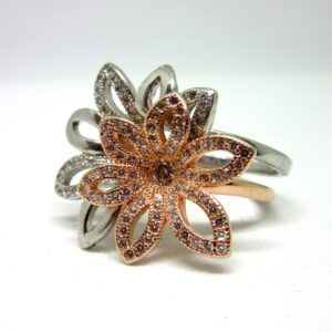 Silver 925 2 in 1 rose gold polis flower shape ring sr925-218