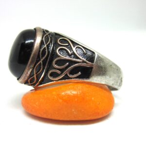 Silver 925 black stone oxidised ring for gents sr925-196