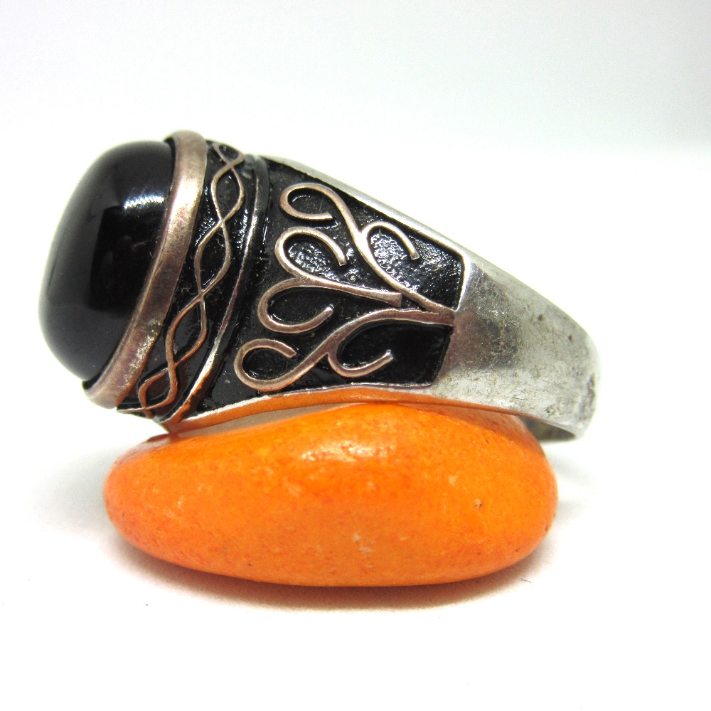 Silver 925 black stone oxidised ring for gents sr925-196 - Image 3
