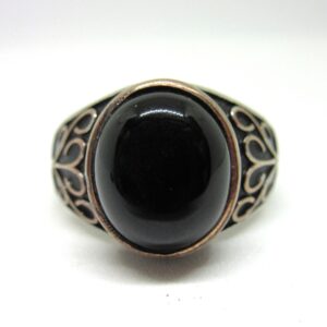 Silver 925 black stone oxidised ring for gents sr925-196